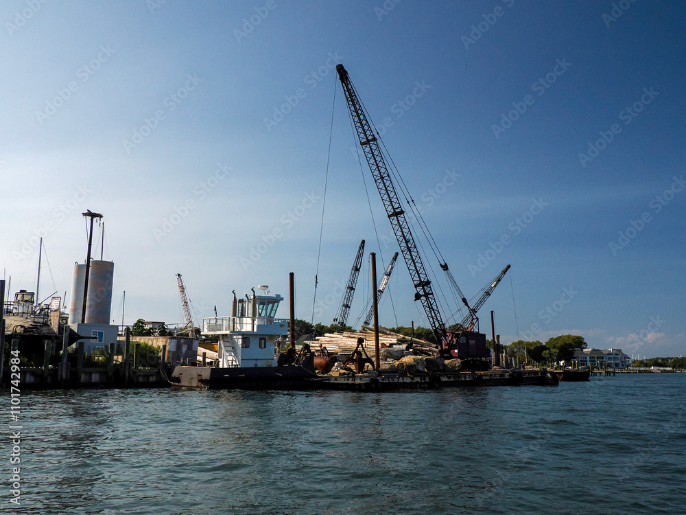 wood logs on pier in greenport harbor port long island new york wood logs on pier in greenport harbor port long island new york