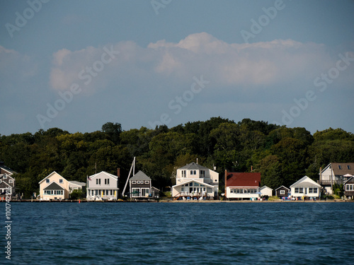 greenport long island new york panorama from boat while sailing photo