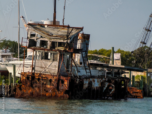 Wallpaper Mural old abandoned rusted ship in harbor port of greenport long island new york Torontodigital.ca