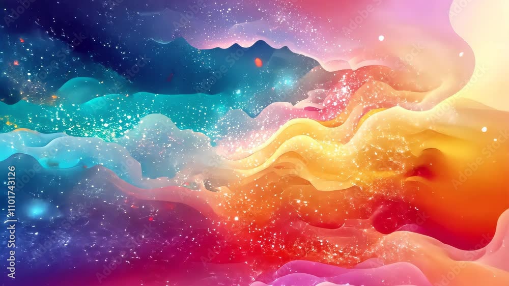 Background Watercolor illustration Theme, Vibrant Cosmic Waves Dreamy Abstract Colors Create Colorful Atmosphere