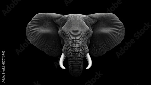 Majestic Elephant Portrait  Black and White Wildlife Photography photo