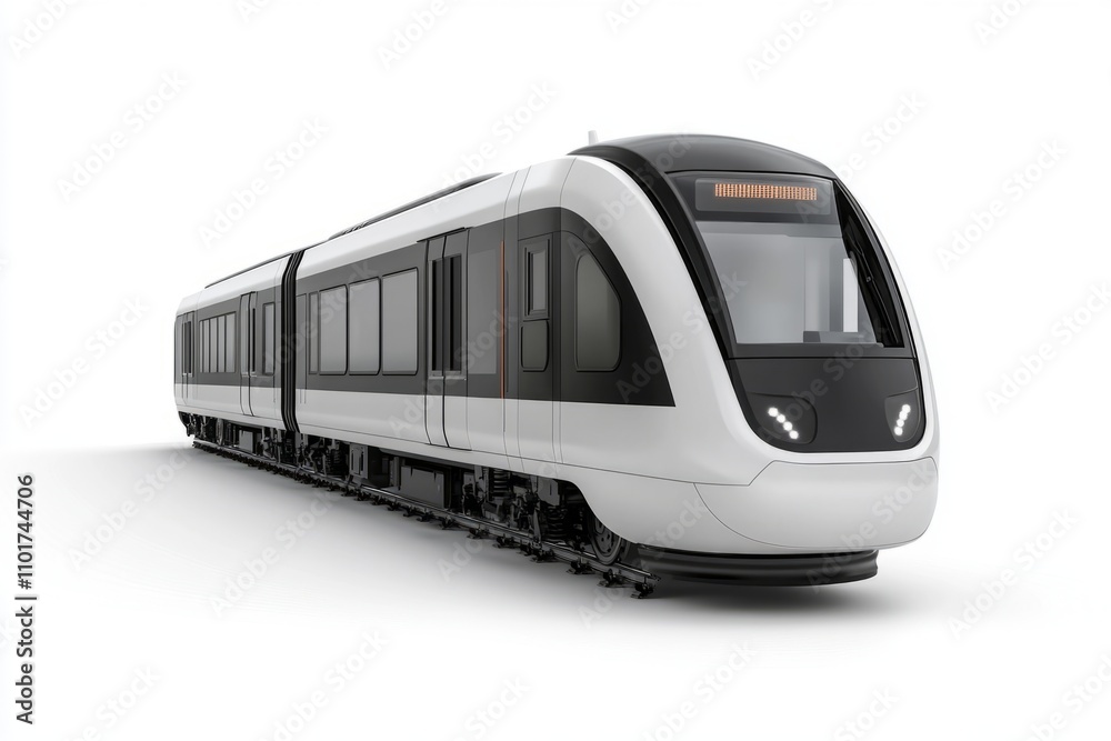 This sleek modern train design showcases innovation and style. It symbolizes efficient transport for cities and travelers. Perfect for urban settings. Generative AI