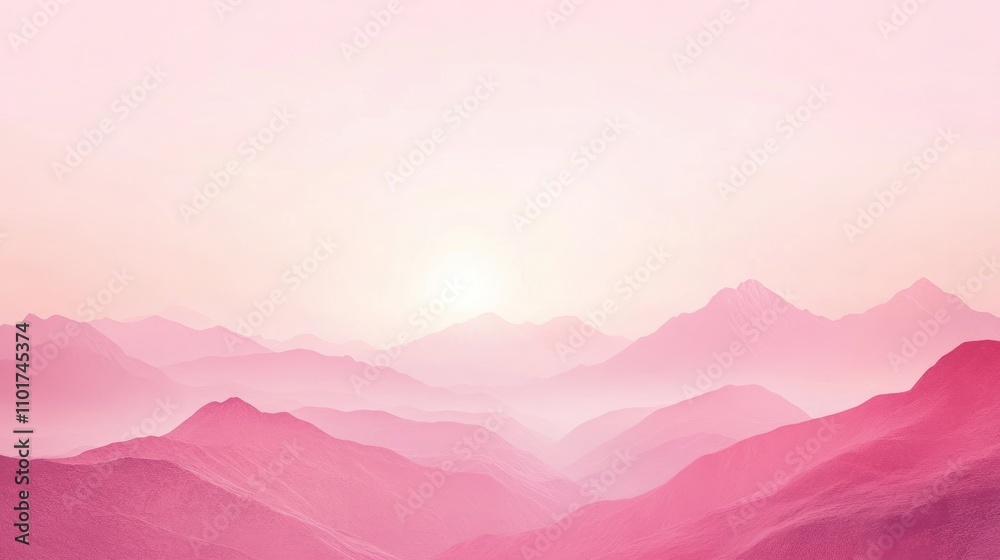 Fototapeta premium Pink Mountainscape Sunrise Soft Hues Serenity