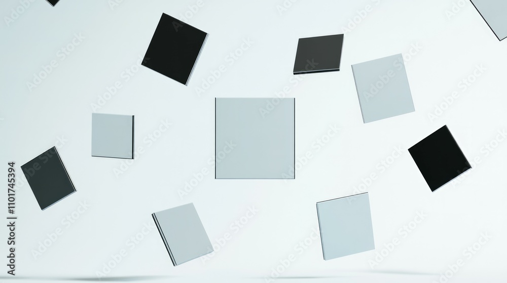 Square white paper floating in a dynamic Square white paper floating in a dynamic