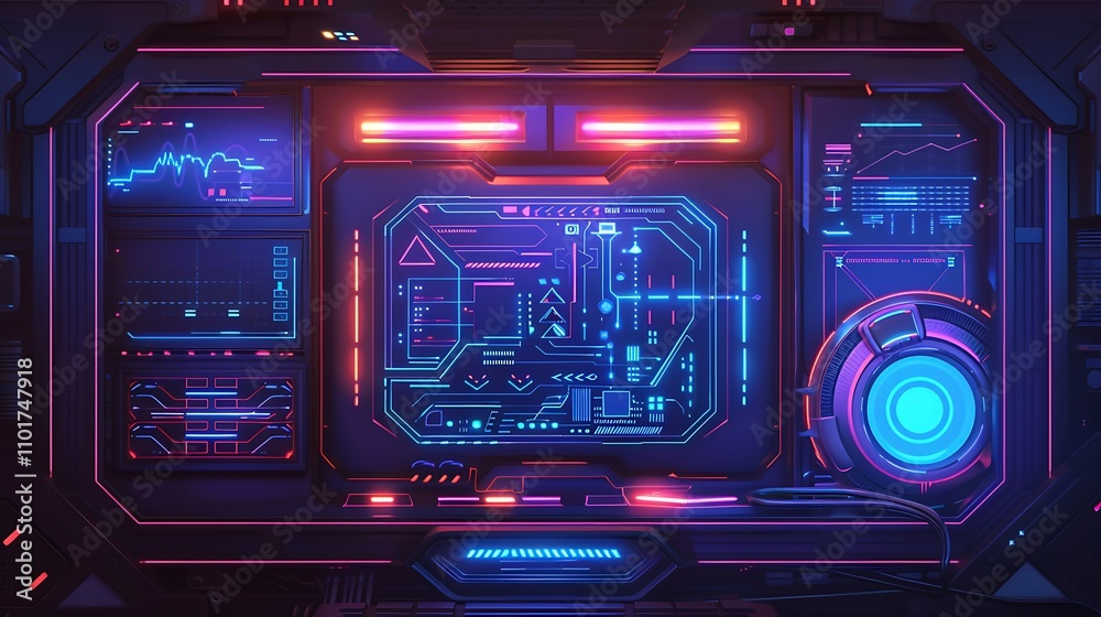A futuristic digital interface with glowing elements and data displays, suggesting advanced technology and information processing. A futuristic digital interface with glowing elements and data displays, suggesting advanced technology and information processing.