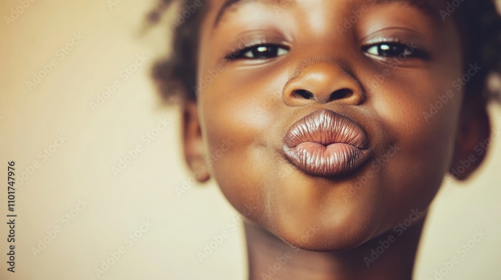 Adorable Child Puckering Lips in Playful Expression Adorable Child Puckering Lips in Playful Expression