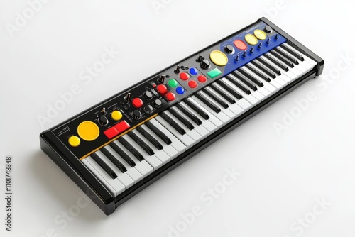 Colorful keyboard instrument designed for playful music making. Ideal for beginners and young musicians. A fun way to explore sounds and creativity. Generative AI photo