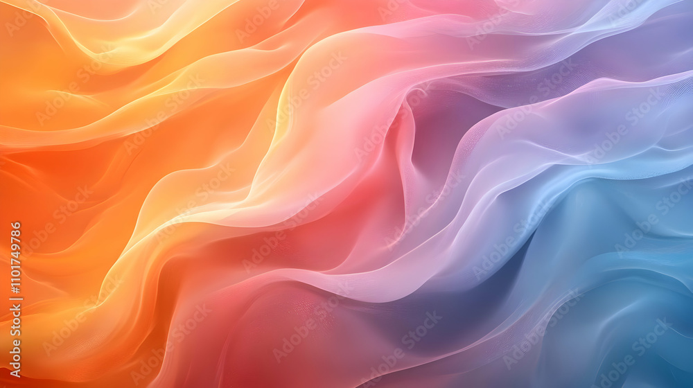 Soft Abstract Digital Art of AI Network Patterns with Ample Copy Space for Branding