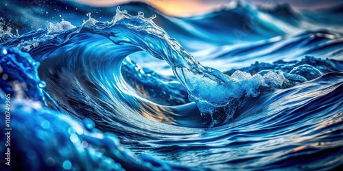 Abstract Blue Water Waves - Natural Swirl Patterns in Fluid Motion, Aesthetic Ocean Texture, Tranquil Water Surface, Serene Aquatic Design, Vibrant Blue Tones, Ethereal Flowing Waves
