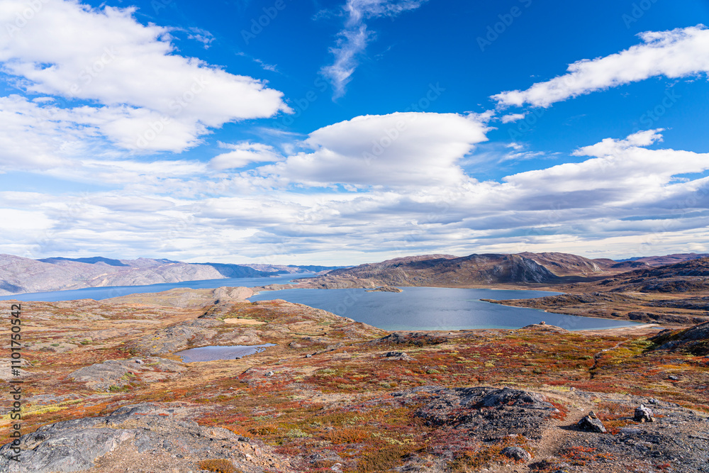 Hills and mountains on the Arctic Circle Trail which links Kangerlussuaq and Sisimiut, Greenland