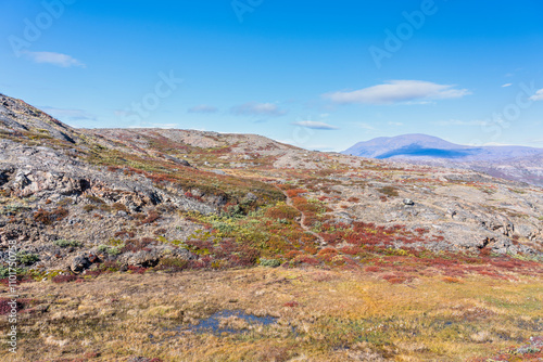 Hills and mountains on the Arctic Circle Trail which links Kangerlussuaq and Sisimiut, Greenland