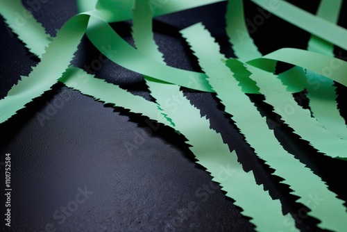 Mint Fresh Jagged Edge Paper Strips on a Nighttime Surface