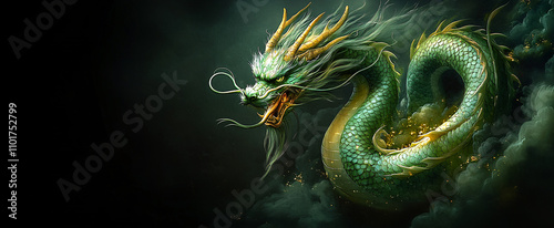 A vibrant digital illustration of a mythical dragon, ideal for fantasy events, gaming graphics, or holiday promotions celebrating Chinese culture.