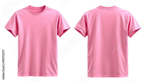 Pink t shirt front and back on transparent background