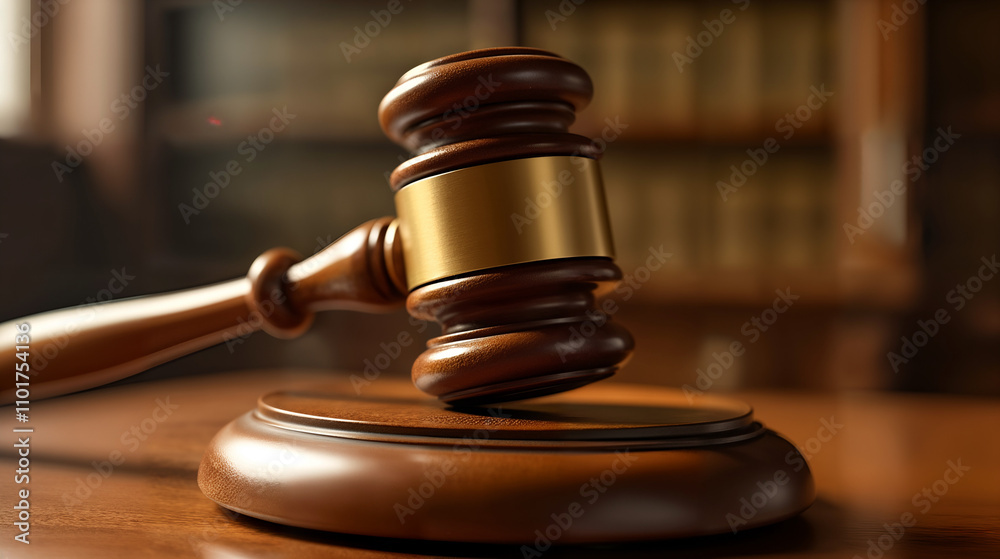 Judge's Gavel in Courtroom