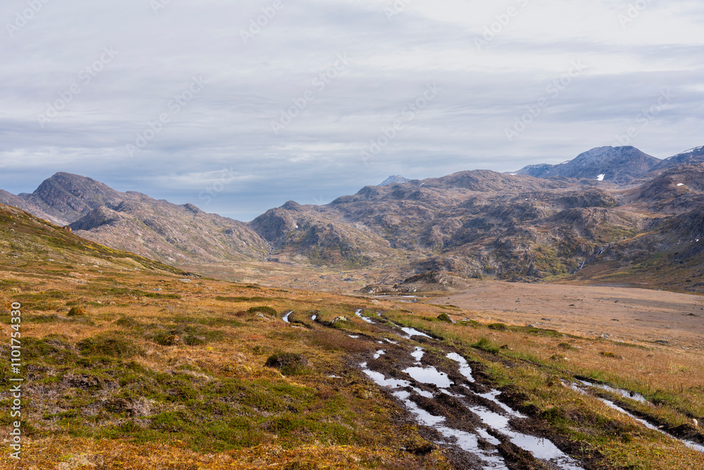 Hills and mountains on the Arctic Circle Trail which links Kangerlussuaq and Sisimiut, Greenland