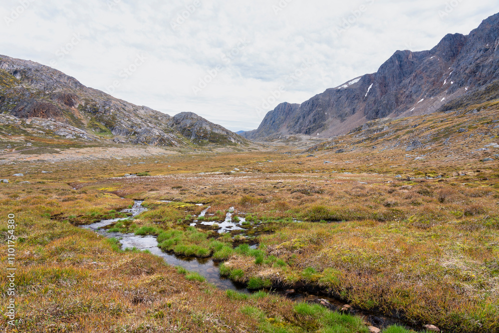 Hills and mountains on the Arctic Circle Trail which links Kangerlussuaq and Sisimiut, Greenland
