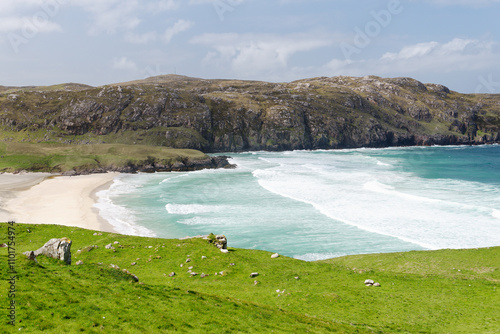 Cliff Beach aka Camas na Clibhe on the Bhaltos peninsula, Lewis, Outer Hebrides. Looking west photo