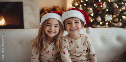 A_little_girl_and_a_little_boy_inside_at_XMAS