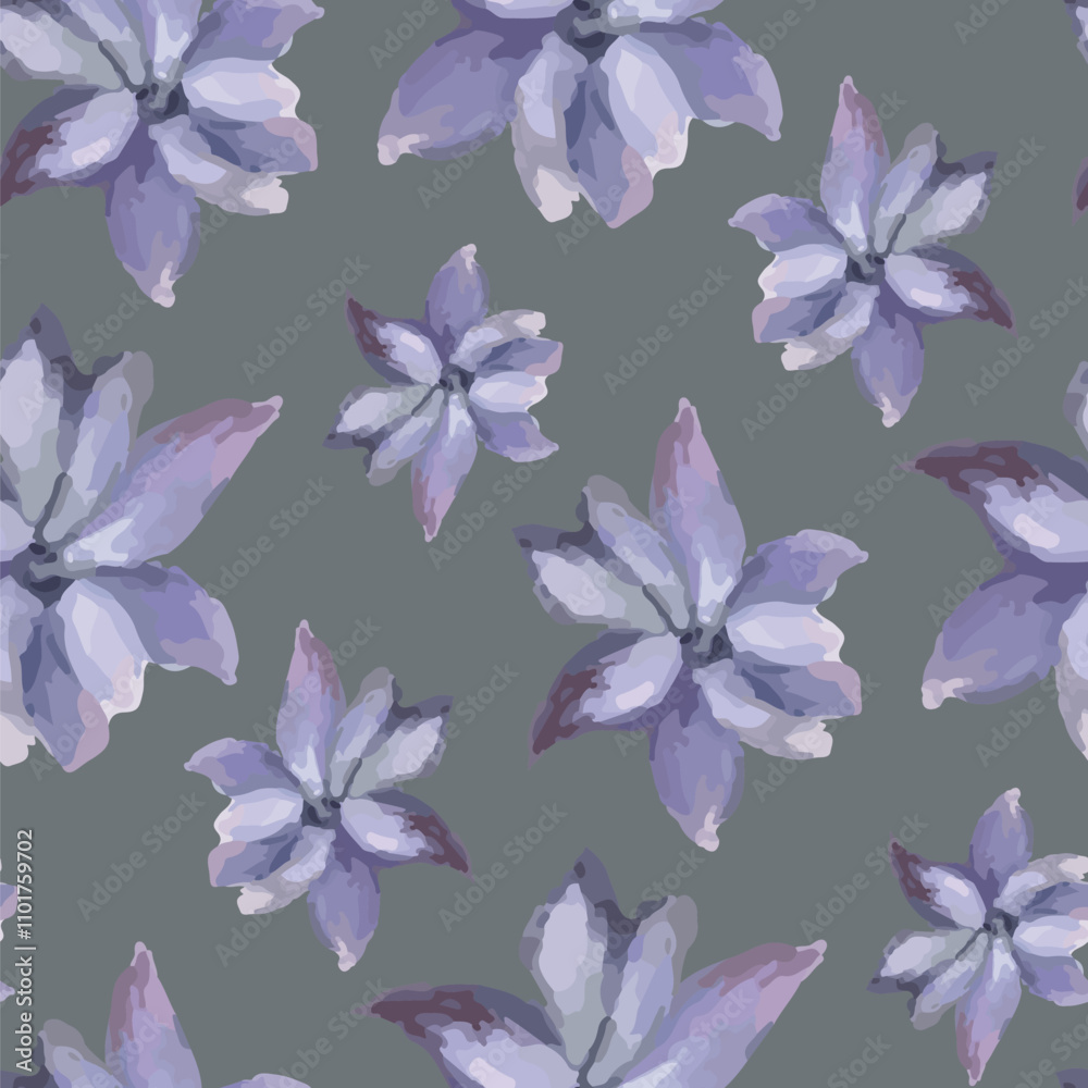 Seamless vector pattern of elegant purple violets Seamless vector pattern of elegant purple violets
