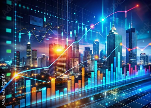 Innovative Marketing Strategies Illustrated Through Dynamic Financial Graphs and Charts in a Generative AI Conceptual Photography Style