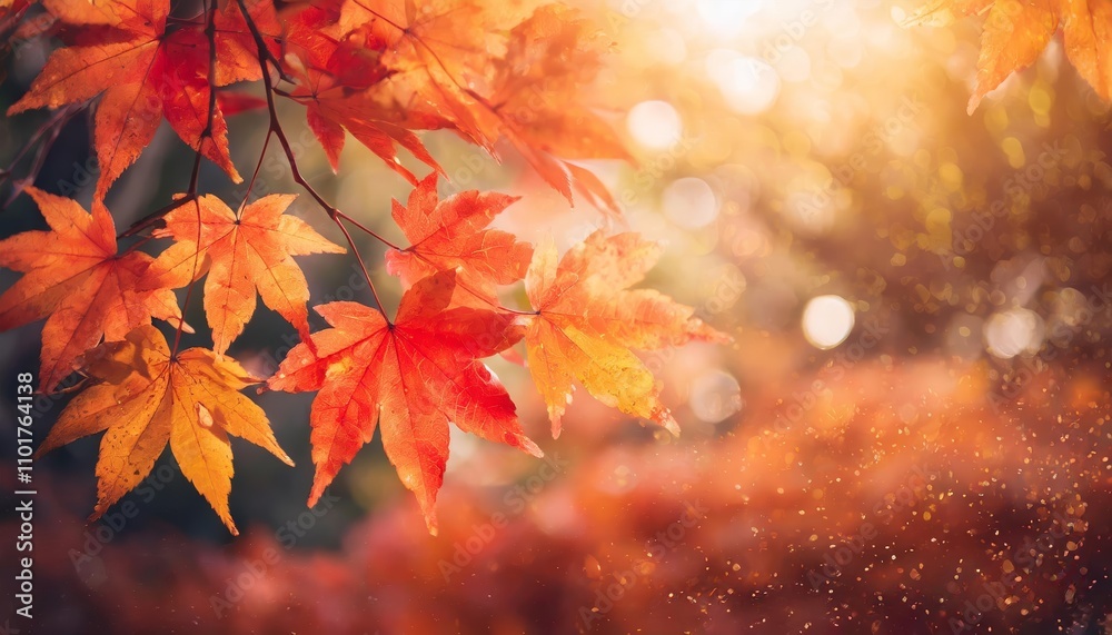 Elegant web banner design for the autumn season and end-of-year activities, featuring vibrant red and yellow maple leaves, celebrating falls beauty and festive events with a creative visual Elegant web banner design for the autumn season and end-of-year activities, featuring vibrant red and yellow maple leaves, celebrating falls beauty and festive events with a creative visual