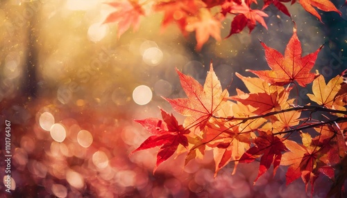 Web Banner Design for Autumn Season and End-Year Activities Featuring Red and Yellow Maple Leaves with Elegant Seasonal Themes, Vibrant Colors, and Festive Aesthetic Appeal ( characters)