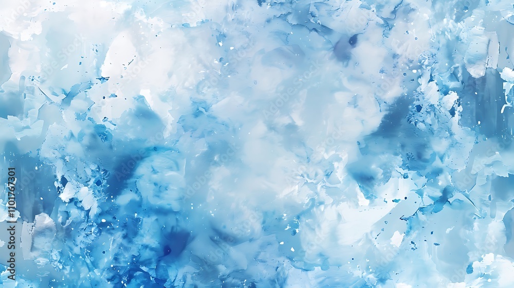 Fototapeta premium An abstract watercolor design featuring various shades of blue, creating a calming and serene atmosphere.