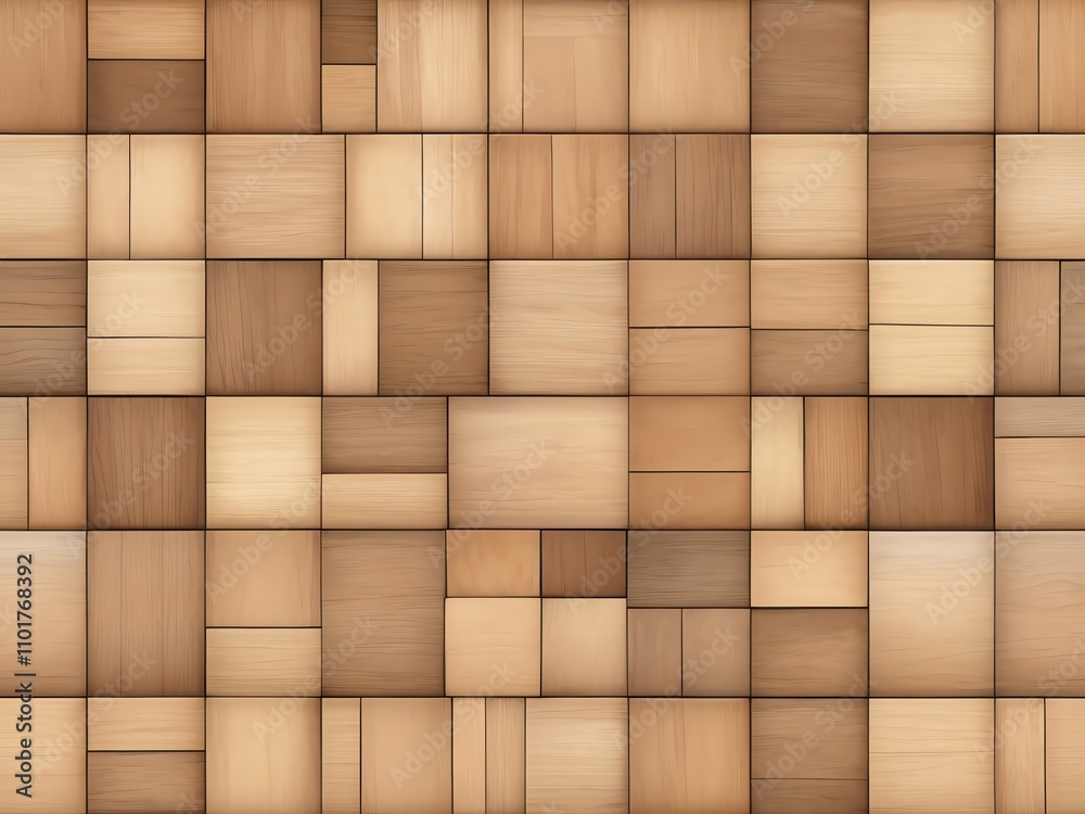 Abstract Wooden Mosaic: A Seamless Pattern of Varied Brown Wood Blocks Abstract Wooden Mosaic: A Seamless Pattern of Varied Brown Wood Blocks