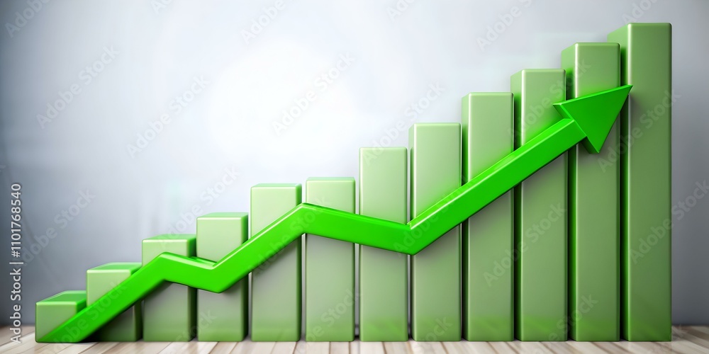 Business Graph Growth Image with Green Upward Arrow and Copy Space for Stock Photography Business Graph Growth Image with Green Upward Arrow and Copy Space for Stock Photography