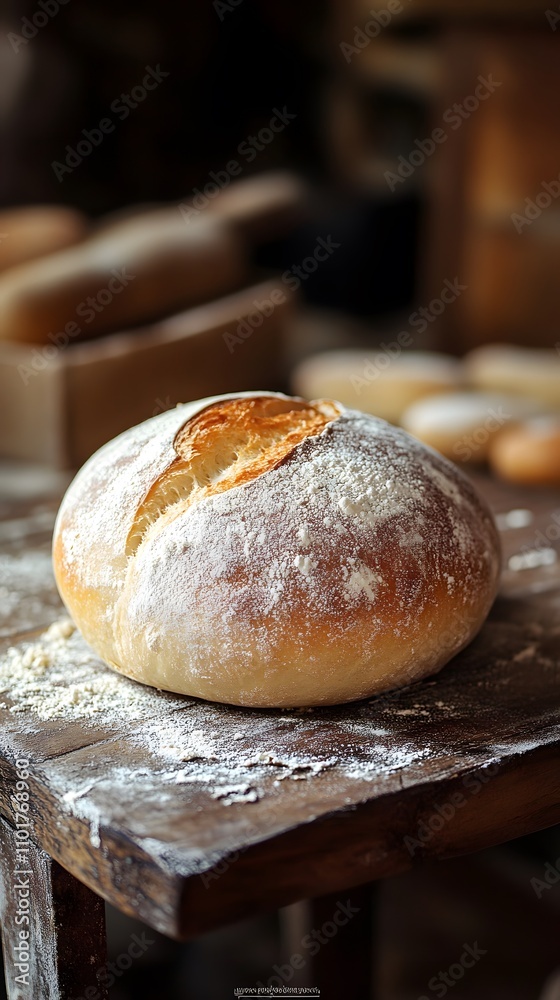 Freshly baked artisan bread on a rustic wooden table. Freshly baked artisan bread on a rustic wooden table.