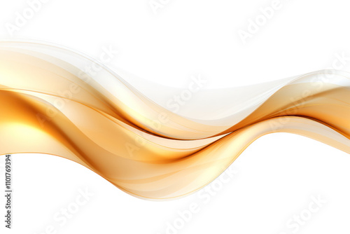 Abstract gold wave pattern with subtle light effects and a polished finish isolated on white background