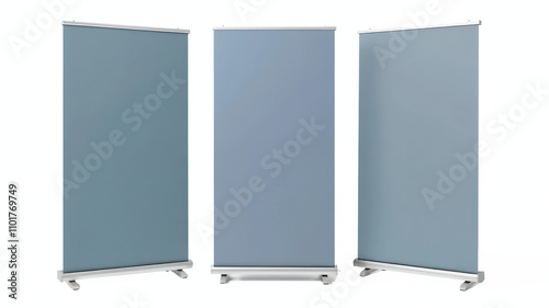 Modern collapsible display stands for events and presentations in various angles