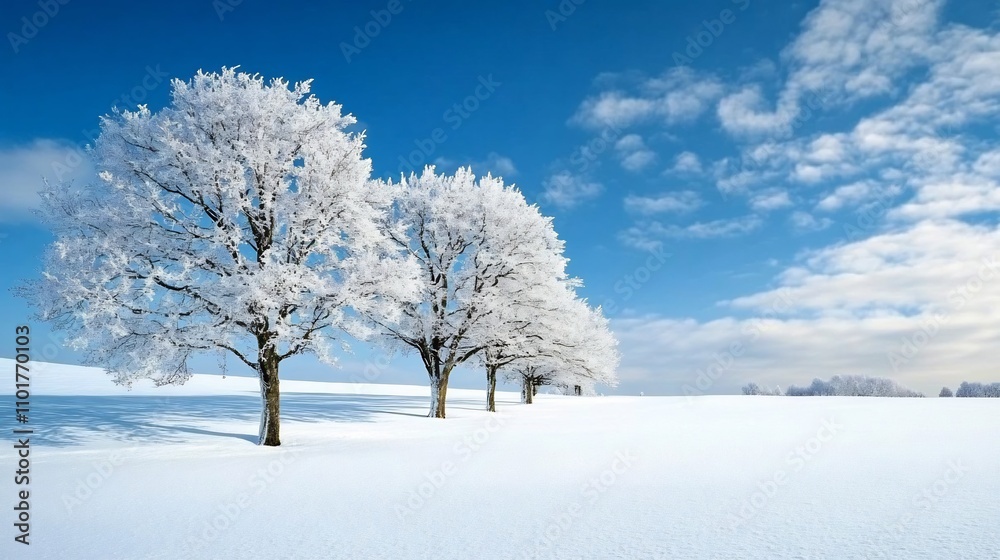 Tranquil Snowbound Landscape with Frosted Trees in Peaceful Winter Wonderland Tranquil Snowbound Landscape with Frosted Trees in Peaceful Winter Wonderland