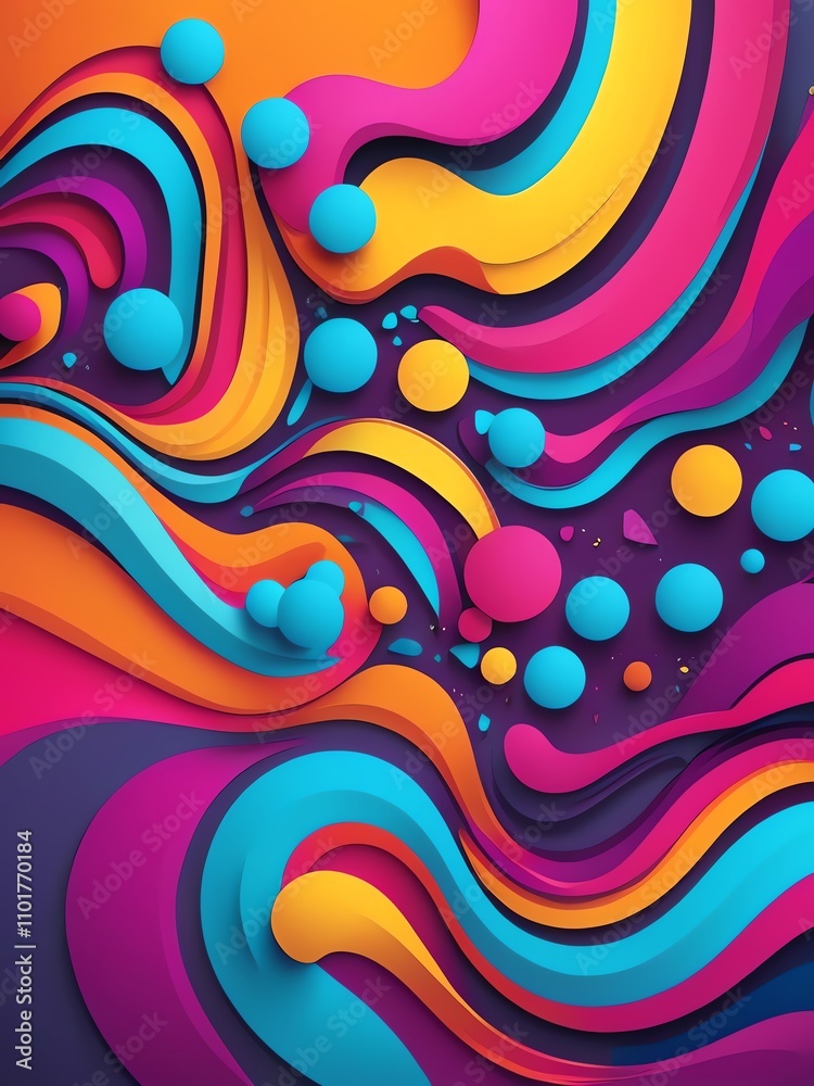 Abstract Colorful Swirls and Spheres Digital Art Abstract Colorful Swirls and Spheres Digital Art