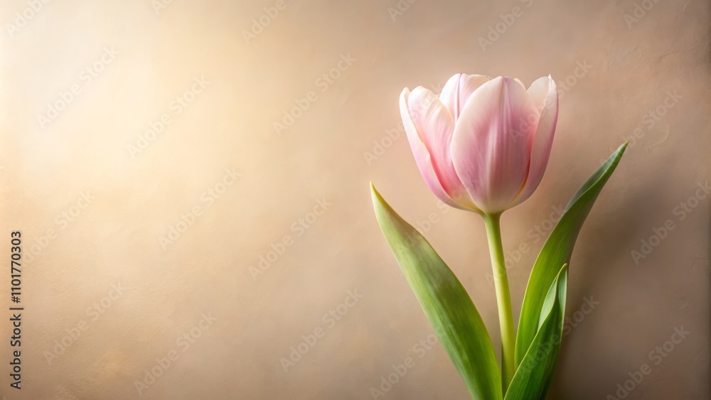 Fototapeta premium Serene Minimalist Photography of Tulips in Soft Pastels, Perfect for Nature Lovers and Floral Enthusiasts, Emphasizing Simplicity and Elegance in Every Blossom