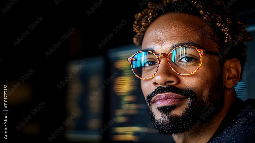 Close Up Portrait Software Developer Collaborative Coding Tools Dual Monitor Teamwork Innovation Close Up Portrait Software Developer Collaborative Coding Tools Dual Monitor Teamwork Innovation
