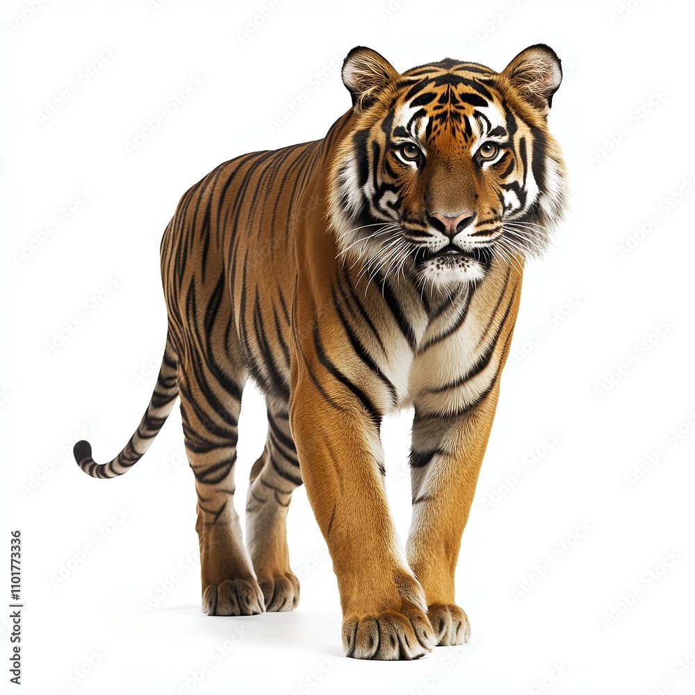 Obraz premium Front view of Sumatran tiger. Portrait of Sumatran tiger (Panthera tigris sumatrae)