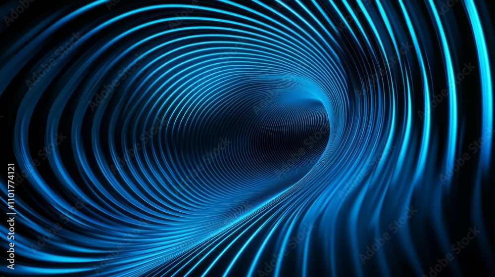 Obraz premium Tunnel illusion, futuristic glowing neon lines that stretch outward