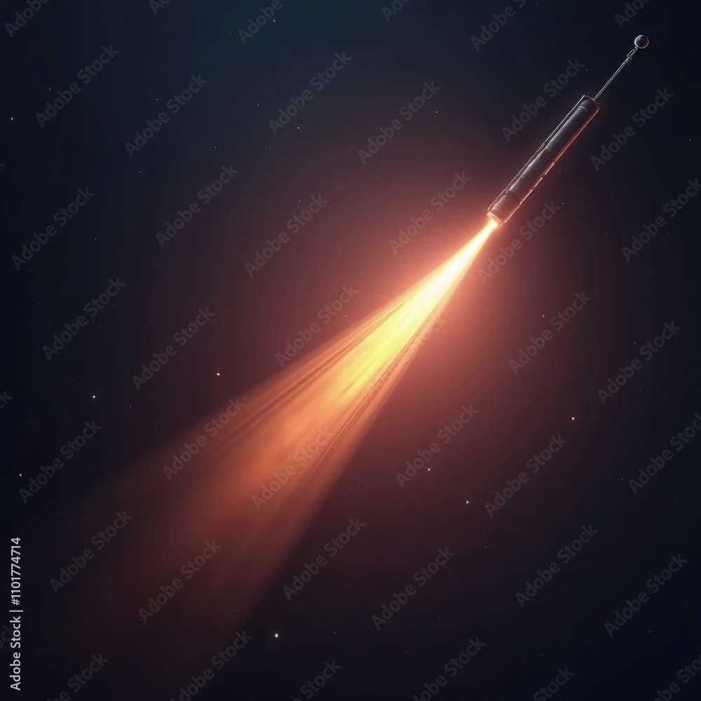 Obraz premium Glowing Space Probe Icon Emitting Signals