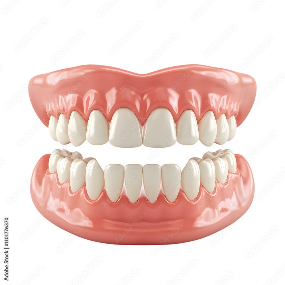 Realistic 3D Model of Full Set of Human Teeth with Gums Isolated on Transparent Background Realistic 3D Model of Full Set of Human Teeth with Gums Isolated on Transparent Background