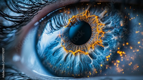 The human eye's retina, detailing photoreceptors and neural connections


 photo