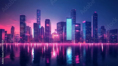 Spectacular skyline of a big modern city. 