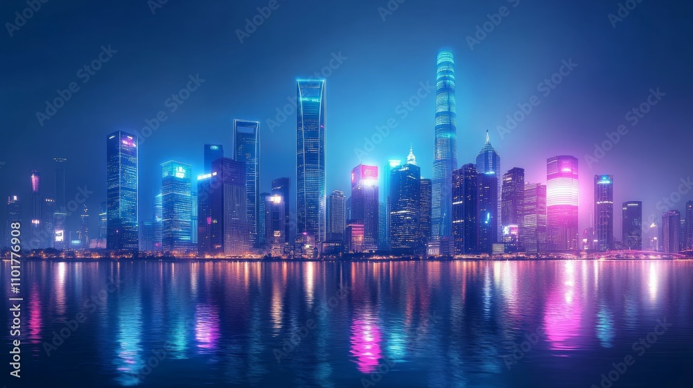 Fototapeta premium Spectacular skyline of a big modern city.