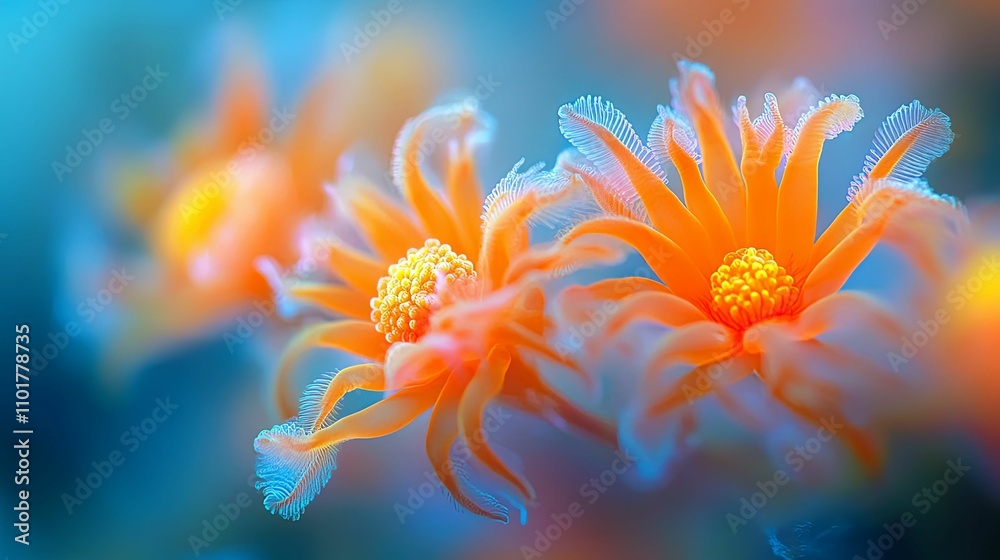 Vibrant Orange Sea Anemones Underwater Bloom Vibrant Orange Sea Anemones Underwater Bloom