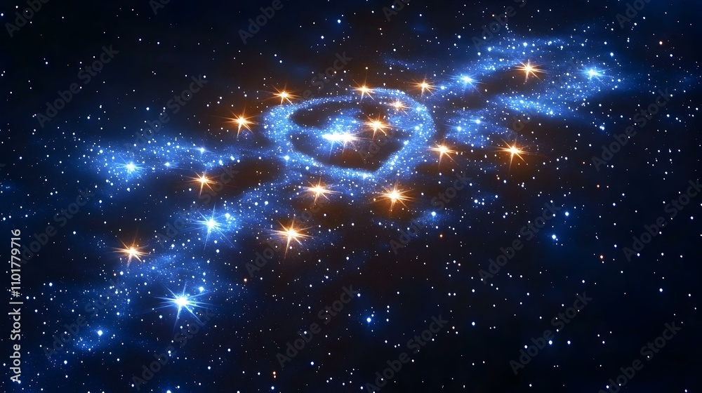 Glossy Galaxy Background with Stars Forming Realization Symbol for Epiphany Themes Glossy Galaxy Background with Stars Forming Realization Symbol for Epiphany Themes