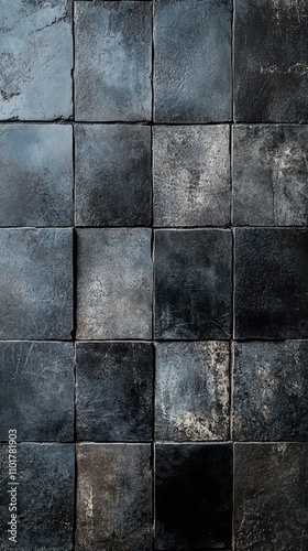 Overhead view of dark gray grunge floor with layered tones and shadows