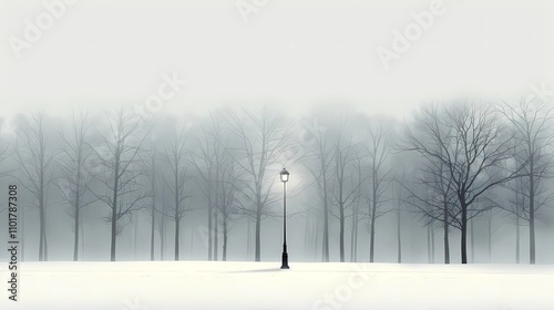 Wallpaper Mural winter landscape with fog Torontodigital.ca