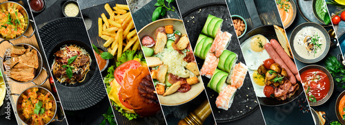 Canvas Print Background of food dishes and snacks