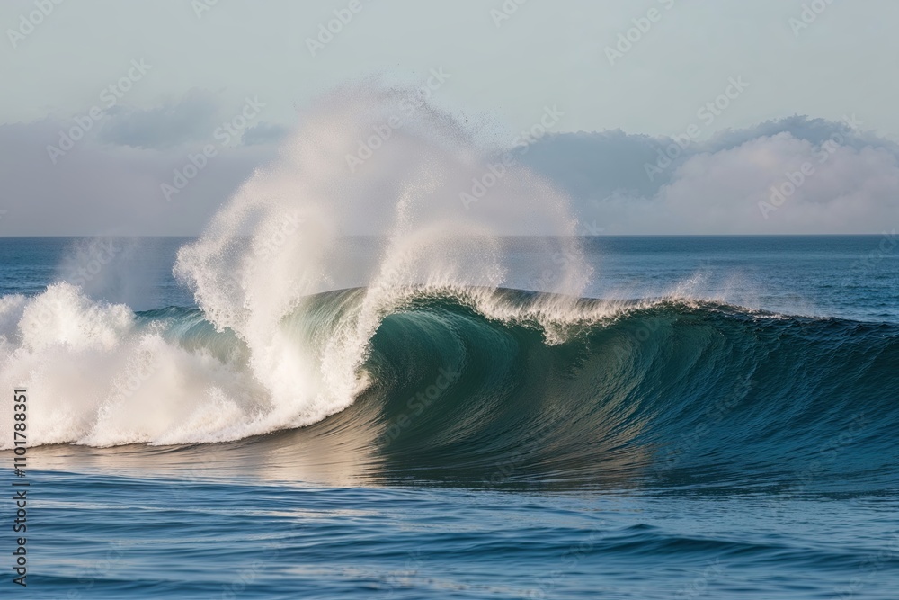 Fototapeta premium Tranquil Ocean Waves Splashing Isolated on Clean White Background